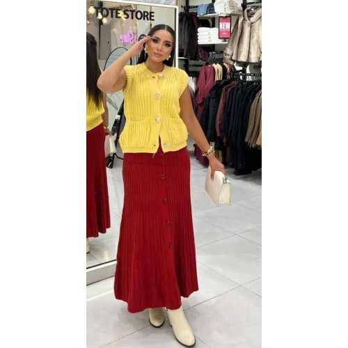 Ribbed Button-Front Skirt Ribbed Button-Front Skirt