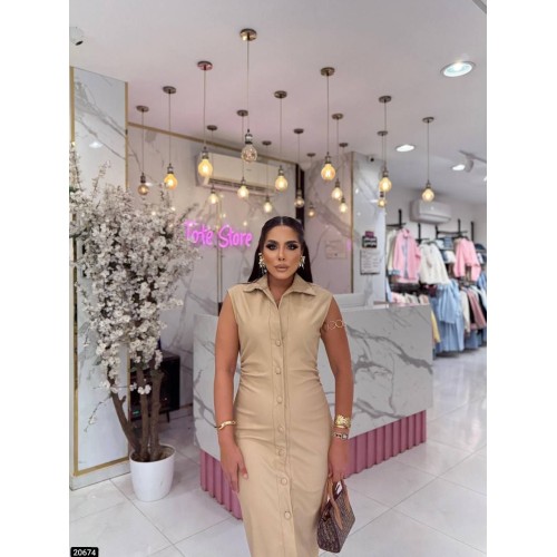 Sleeveless Leather Button-Down Dress Sleeveless Leather Button-Down Dress