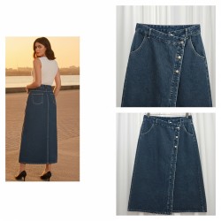 جيبه بقصة حرف A وخصر مرتفع وأزرار أمامية جيبه بقصة حرف A وخصر مرتفع وأزرار أمامية