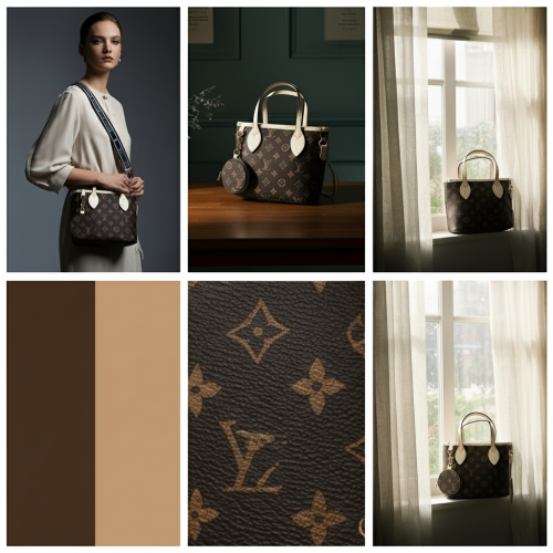 حقيبة صغيرة بنقشة مونوغرام كلاسيكية مع حزام قماشي حقيبة صغيرة بنقشة مونوغرام كلاسيكية مع حزام قماشي