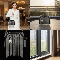 حقيبة كتف بشراشيب سلاسل جريئة حقيبة كتف بشراشيب سلاسل جريئة