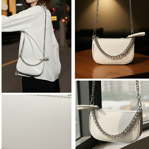 حقيبة باغيت بسيطة بقصة نصف قمر مع حزام سلسلة حقيبة باغيت بسيطة بقصة نصف قمر مع حزام سلسلة