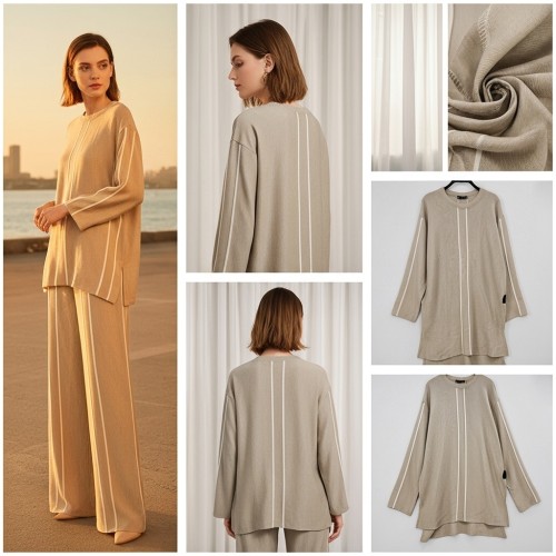 Knit Two-Piece Set with White Piping Knit Two-Piece Set with White Piping