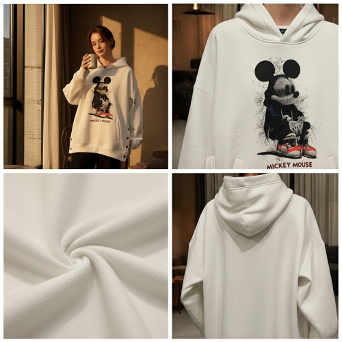 Oversized Hoodie with Rhinestone Mickey Design Oversized Hoodie with Rhinestone Mickey Design