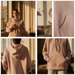 سويت شيرت ناعم برباط قابل للتعديل وجيب أمامي كبير سويت شيرت ناعم برباط قابل للتعديل وجيب أمامي كبير