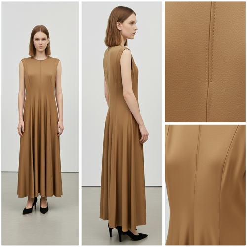 Leather Sleeveless Flared Maxi Dress Leather Sleeveless Flared Maxi Dress