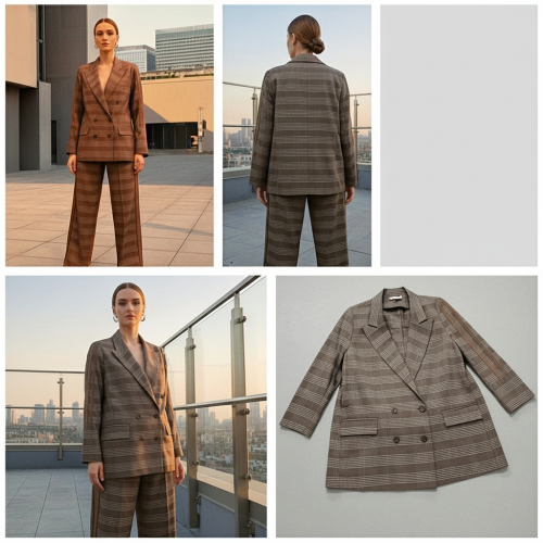 Striped Double-Breasted Blazer and Wide-Leg Trousers Suit Set Striped Double-Breasted Blazer and Wide-Leg Trousers Suit Set