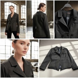 Fitted Suede Jacket with Flap Pockets Fitted Suede Jacket with Flap Pockets