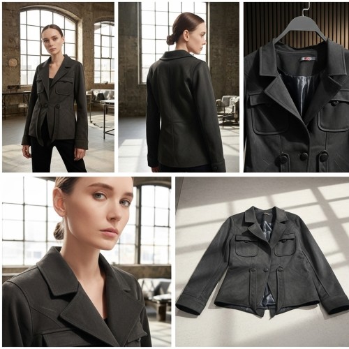 Fitted Suede Jacket with Flap Pockets Fitted Suede Jacket with Flap Pockets