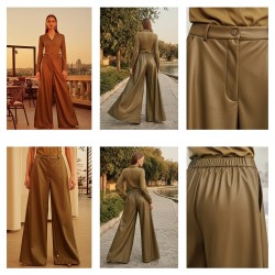 بنطلون جلد واسع بنطلون جلد واسع