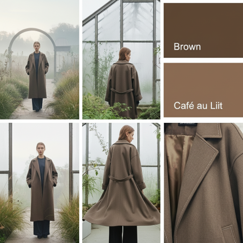 معطف طويل بمظهر الصوف وحزام معطف طويل بمظهر الصوف وحزام