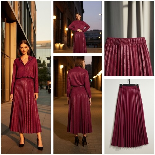 Leather Midi Skirt with Tonal Jacquard Pattern Leather Midi Skirt with Tonal Jacquard Pattern