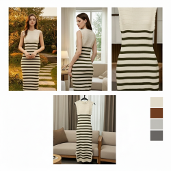 Striped Knitted Sleeveless Dress Striped Knitted Sleeveless Dress