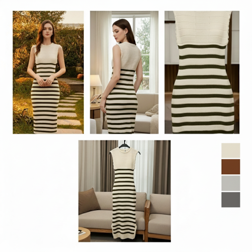 Striped Knitted Sleeveless Dress Striped Knitted Sleeveless Dress