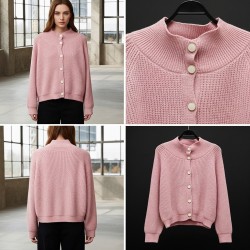 Imported High-Neck Buttoned Knit Pullover Imported High-Neck Buttoned Knit Pullover