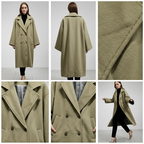 Double-Breasted Textured Oversized Coat Double-Breasted Textured Oversized Coat