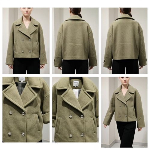 Textured Cropped Double-Breasted Jacket Textured Cropped Double-Breasted Jacket