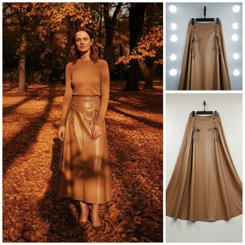 Leather Lace-Up A-Line Skirt Leather Lace-Up A-Line Skirt