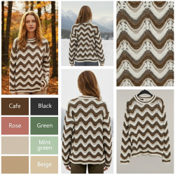 Wave Pattern Open-Knit Pullover Wave Pattern Open-Knit Pullover
