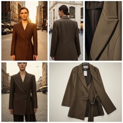 بليزر جوخ بملمس منسوج ورباط خصر بليزر جوخ بملمس منسوج ورباط خصر