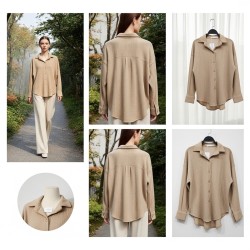 شيميز بأكمام طويلة وملمس منسوج شيميز بأكمام طويلة وملمس منسوج