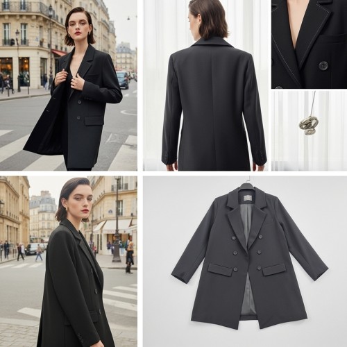 Long Double-Breasted Blazer Coat Long Double-Breasted Blazer Coat