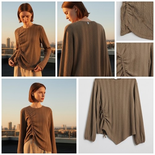 Textured Checkerboard Knit Blouse Textured Checkerboard Knit Blouse