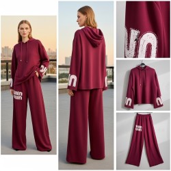 Wide-Leg Sweat Suit with Logo Print Wide-Leg Sweat Suit with Logo Print