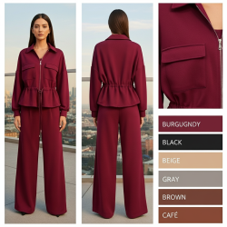 Utility Jacket and Wide-Leg Trousers Matching Set Utility Jacket and Wide-Leg Trousers Matching Set