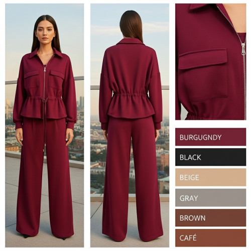 Utility Jacket and Wide-Leg Trousers Matching Set Utility Jacket and Wide-Leg Trousers Matching Set
