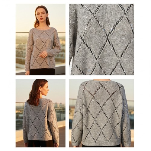 Diamond Pattern Open Knit Pullover Diamond Pattern Open Knit Pullover