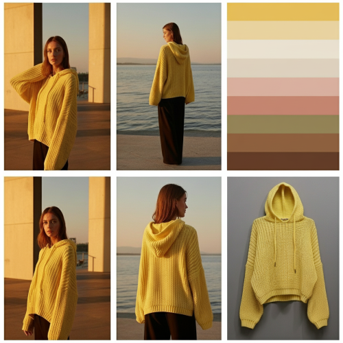 Chunky Knit Cropped Hoodie Pullover Chunky Knit Cropped Hoodie Pullover