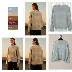 Striped Textured Knit Pullover Striped Textured Knit Pullover
