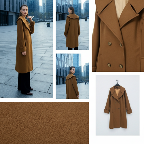 معطف طويل بصفين من الأزرار وياقة شال معطف طويل بصفين من الأزرار وياقة شال