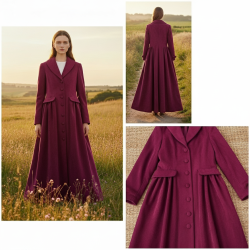 Elegant Button-Front Long Flared Coat Elegant Button-Front Long Flared Coat