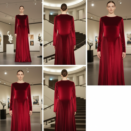 Velvet Pleated Long Dress Velvet Pleated Long Dress