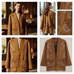 Embroidered Suede Belted Jacket Embroidered Suede Belted Jacket