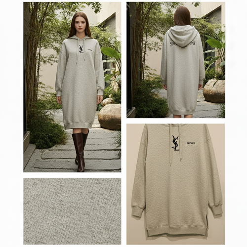 Long Hoodie with Logo-Style Embroidery Long Hoodie with Logo-Style Embroidery