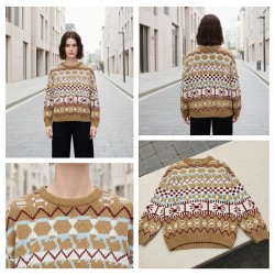 بلوفر تريكو بنقشة هندسية متعددة الألوان بلوفر تريكو بنقشة هندسية متعددة الألوان