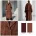 Suede-Effect Long Coat with Embossed Pattern Suede-Effect Long Coat with Embossed Pattern