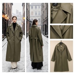 معطف ترنش طويل من الجلد معطف ترنش طويل من الجلد