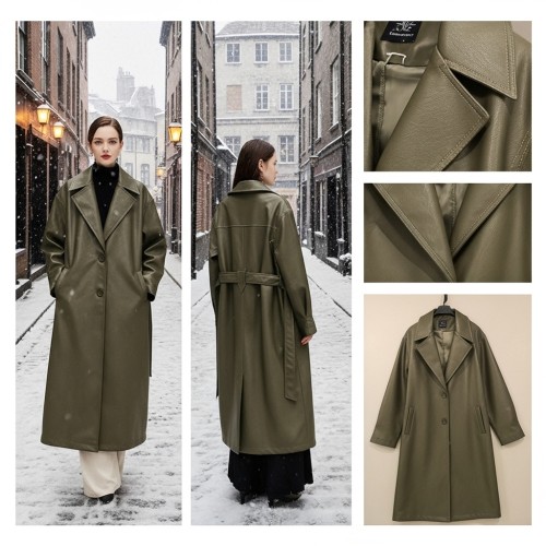 Long Leather Trench Coat Long Leather Trench Coat