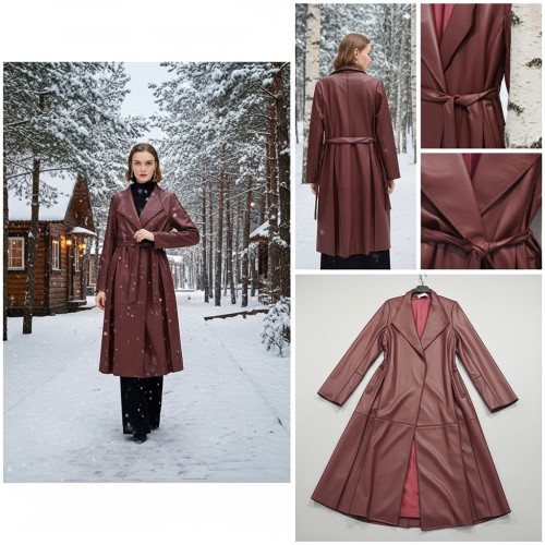 Leather Long Trench Coat Leather Long Trench Coat