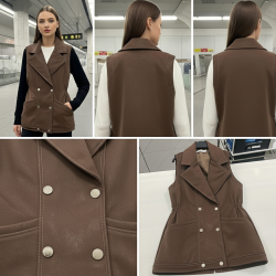 فيست جلد مزدوج الأزرار فيست جلد مزدوج الأزرار