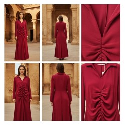 فستان طويل بكشكشة فستان طويل بكشكشة