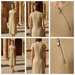 فستان طويل بدون أكمام بسحّاب أمامي فستان طويل بدون أكمام بسحّاب أمامي