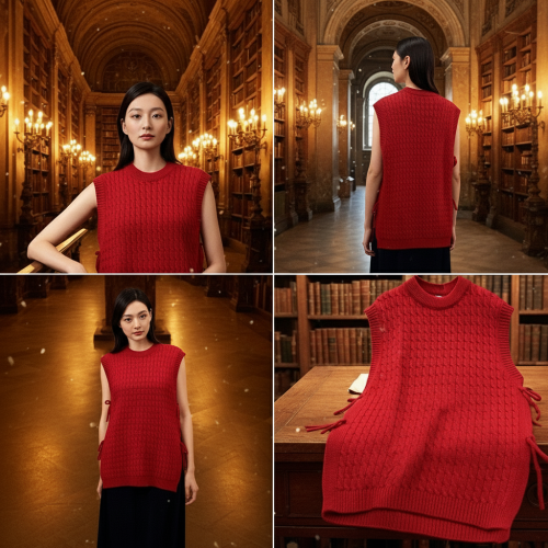 Knitted Sleeveless Long Vest Knitted Sleeveless Long Vest