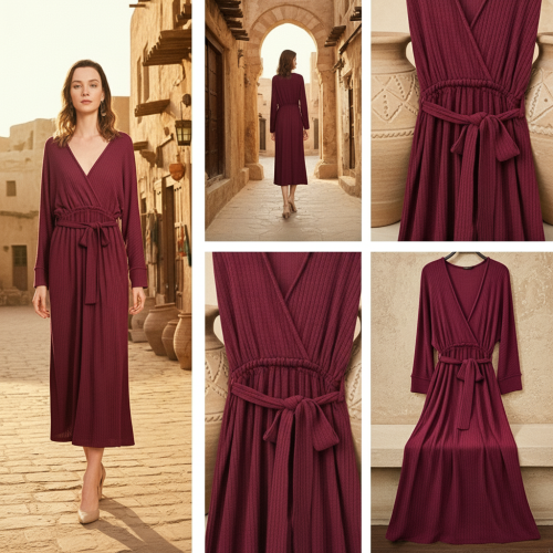 Long Sleeve Waist-Tie Dress Long Sleeve Waist-Tie Dress