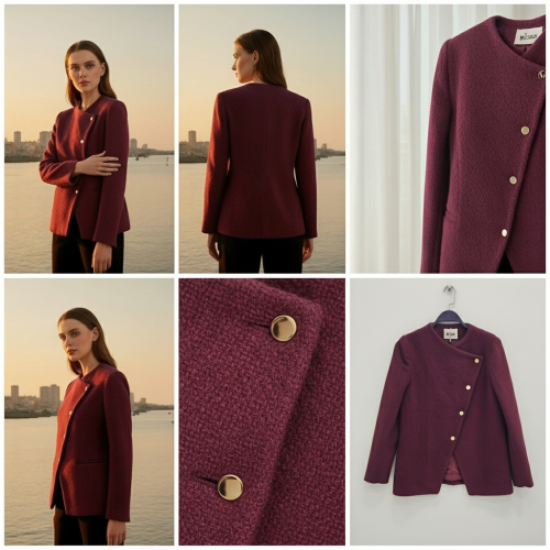 Asymmetric Button Wool-Blend Jacket Asymmetric Button Wool-Blend Jacket