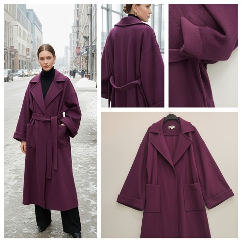 معطف صوفي طويل بحزام معطف صوفي طويل بحزام